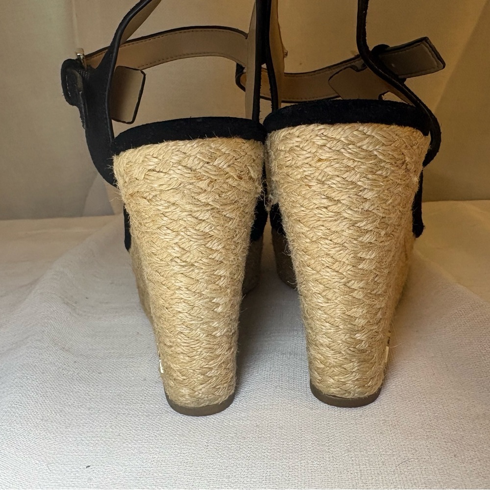 Michael Kors Black Suede Espadrille Wedge Sandals 9M Resort Luxury Resort-wear - Picture 9 of 15